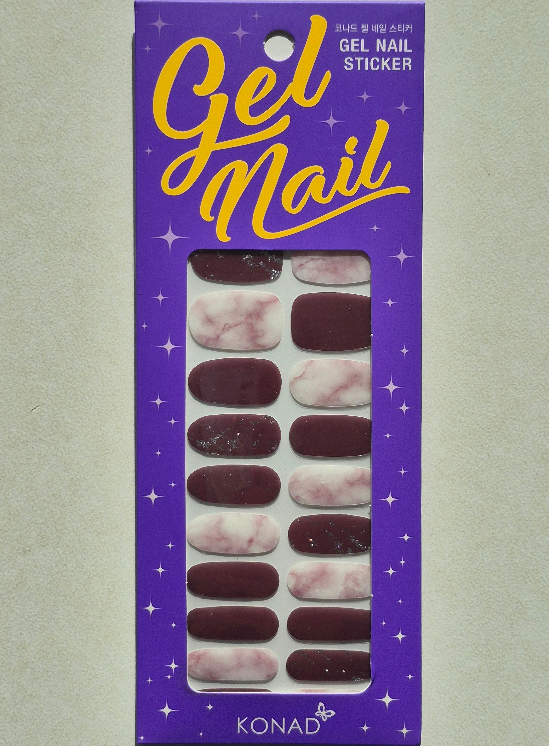 KONAD Gel Nail Sticker GN-24 Burgundy Marble