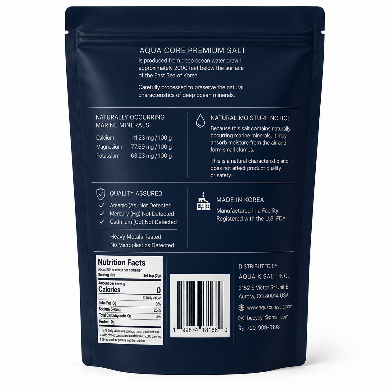 AQUA CORE Premium Deep Ocean Salt 450g